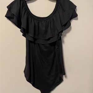 Elegant Black Ruffle Top